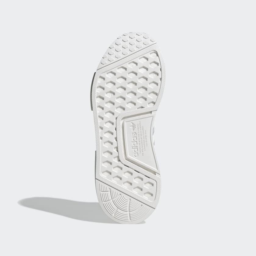 adidas Originals NMD_R1 Primeknit Skate Shoe, White/White/Grey, 4.5 US Unisex Big Kid