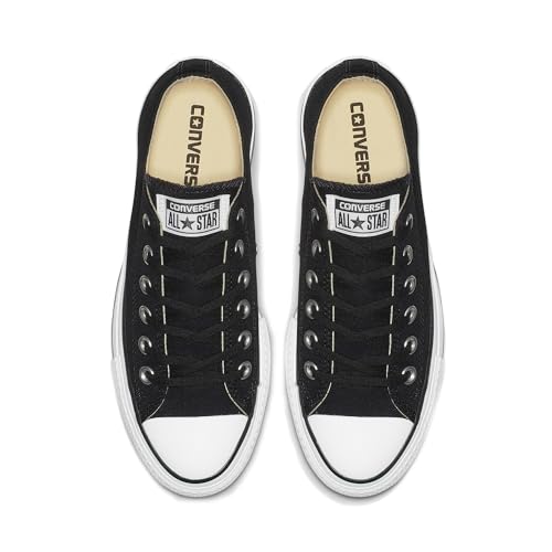Converse Women's Lift Canvas Low Top Sneaker, Black/White/White, 7 M US