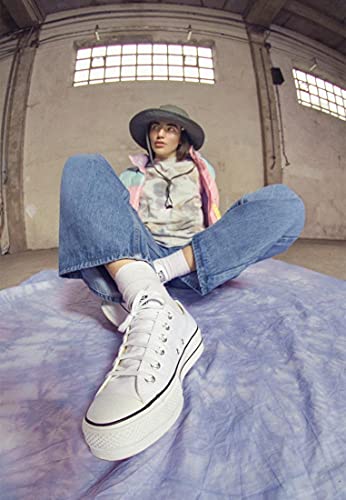 Converse Women's Lift Canvas Low Top Sneaker, White/Black/White, 9 M US