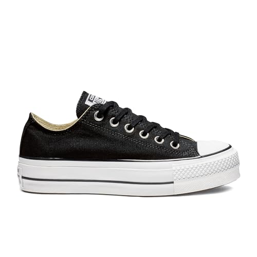 Converse Women's Lift Canvas Low Top Sneaker, Black/White/White, 7 M US