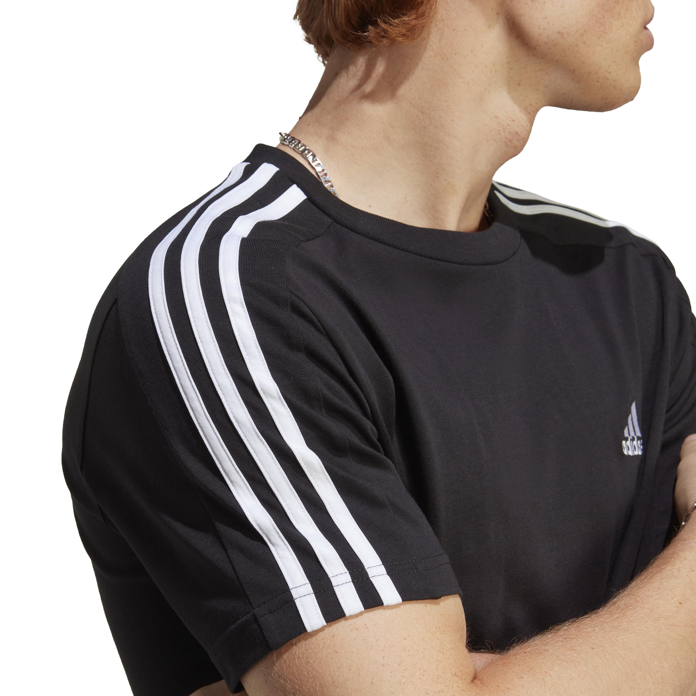 adidas Mens 3S Sj Crew Neck Short Sleeve Casual Tops Casual - Grey