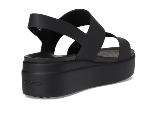 Crocs Brooklyn Low Wedge for Women - Adjustable Buckle Heel Straps with Pushpin Closure, Flexible, and All-Day Wear Black/Black 6 M