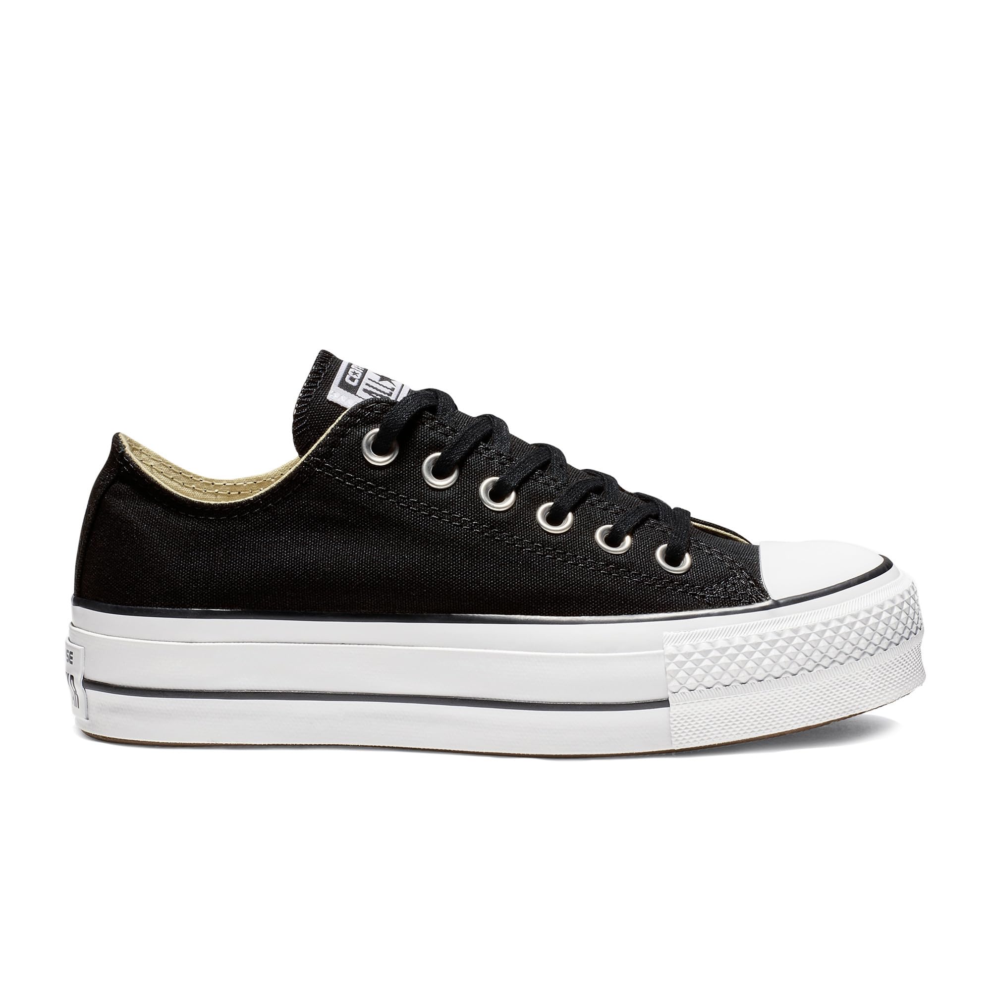 Converse Women's Lift Canvas Low Top Shoe, Black/White/White, 10 M US