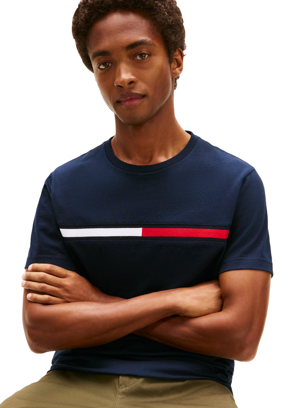 Tommy Hilfiger Men's Short Sleeve Signature Stripe Graphic T-shirt