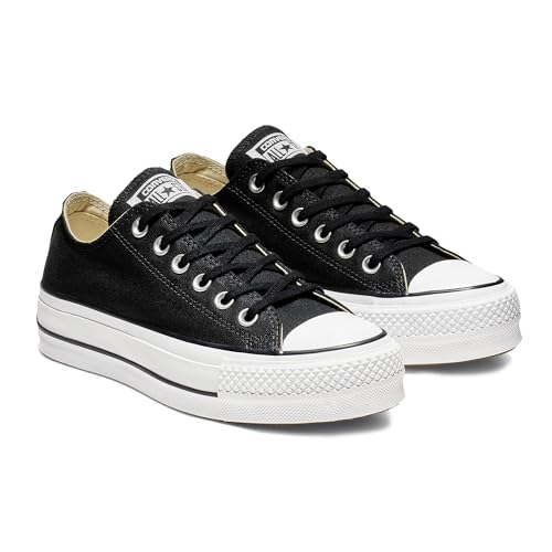 Converse Women's Lift Canvas Low Top Sneaker, Black/White/White, 7 M US