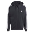 adidas Men's Essentials Fleece 3-Stripes Full-Zip, Black, Large