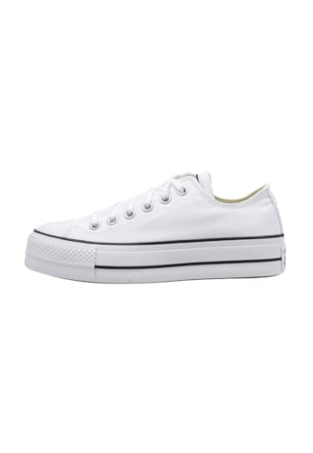 Converse Women's Lift Canvas Low Top Sneaker, White/Black/White, 9 M US