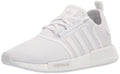 adidas Originals NMD_R1 Primeknit Skate Shoe, White/White/Grey, 4.5 US Unisex Big Kid