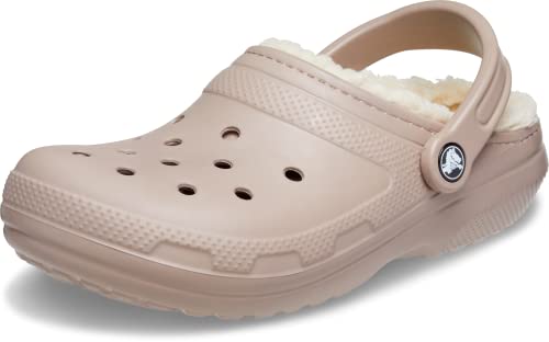 Crocs Unisex Men's and Women's Classic Lined Clog | Fuzzy Slippers, Mushroom/Bone, 5 Men/7 Women