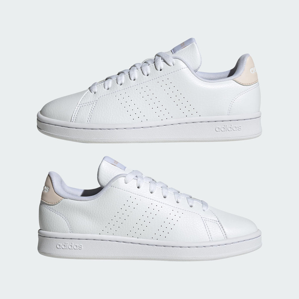 adidas Women's Advantage Sneaker, White/White/Putty Mauve, 8.5